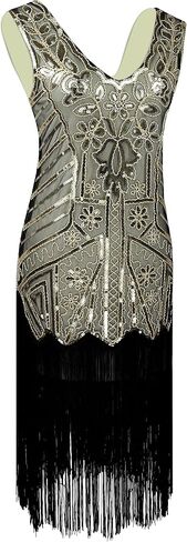 IWIWB 1920s Sequin Vintage Dress Beaded Gatsby Flapper Dress with Accessories Set in Saudi Arabia
