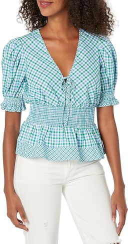 Shoshanna Women's Bennet Two Tone Gingham Top in Saudi Arabia