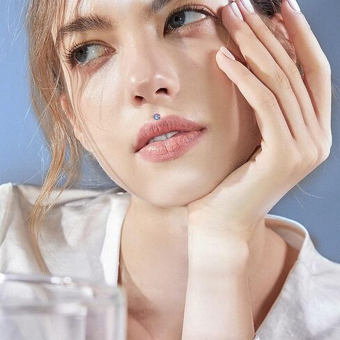 JeryWe 20 قطعة من حلقات الشفاه بدون خيط 16 جرام مجوهرات لابريت تشيكوسلوفاكيا الشفاه ترصيع الفولاذ المقاوم للصدأ أقراط الغضروف للنساء مونرو ميدوسا ثقب المجوهرات 6/8 مم طول القضيب in Kuwait