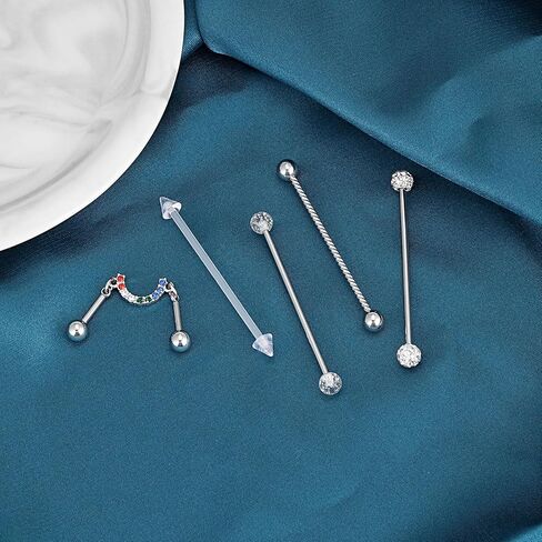 Stuppendux 14 جرام 1.6 مللي متر الفولاذ المقاوم للصدأ الصناعية الحديد القرط الغضروف ثقب الجسم مجوهرات 38 مللي متر للنساء الرجال in Kuwait