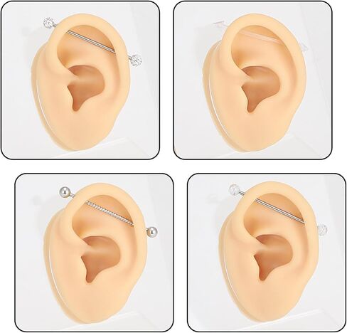 Stuppendux 14 جرام 1.6 مللي متر الفولاذ المقاوم للصدأ الصناعية الحديد القرط الغضروف ثقب الجسم مجوهرات 38 مللي متر للنساء الرجال in Kuwait