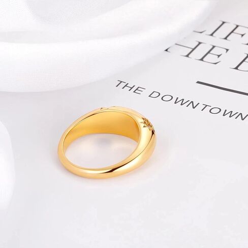 18K الذهب الكرواسون خاتم النجوم قبة خاتم زركون مكتنزة خاتم هدية للنساء الفتيات حجم 6 إلى 9 in Kuwait