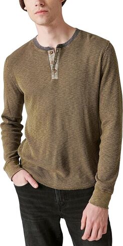 Lucky Brand Men's Acid Wash Thermal Henley W/Contrast Placket in Saudi Arabia