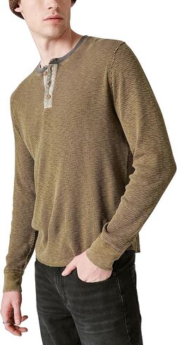 Lucky Brand Men's Acid Wash Thermal Henley W/Contrast Placket in Saudi Arabia