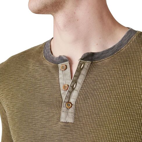 Lucky Brand Men's Acid Wash Thermal Henley W/Contrast Placket in Saudi Arabia