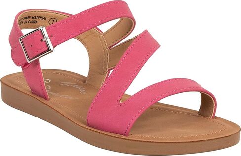 Kassie Daniela Girls Sandals Comfortable Open Toe Straps with Ankle Buckle Slide Flats Lan-2 in Kuwait