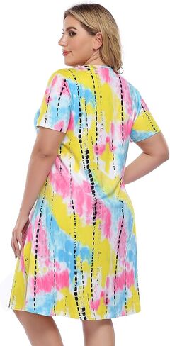 فستان نسائي بصبغة التعادل مقاس كبير فساتين بوهو صيفية كاجوال بدون أكمام in Kuwait