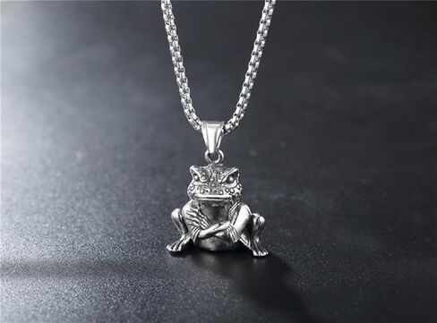 Toad Necklace for Men, Hip Hop Frog Necklace, Norse Viking Toad Pendant Necklace with 23.6"Chain, Stainless Steel Punk Rock Frog Pendant, Vintage Animal Frog Necklace Jewelry Gift for Men Boys in Saudi Arabia