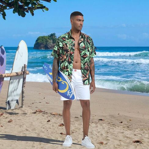 FT FENTENG Men's Casual Button Down Shirts Regular Fit Short Sleeve Hawaiian Shirt for Men in Saudi Arabia
