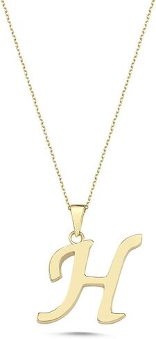 قلادة من الذهب الخالص عيار 14 قيراط غير مشوهة | قلادات أولية مخصصة من Dainty Charm للنساء والفتيات المراهقات | مجوهرات قلادة مخصصة | عيد ميلاد، هدايا عيد الحب | كاديناس أورو موهير | 18'' in Kuwait