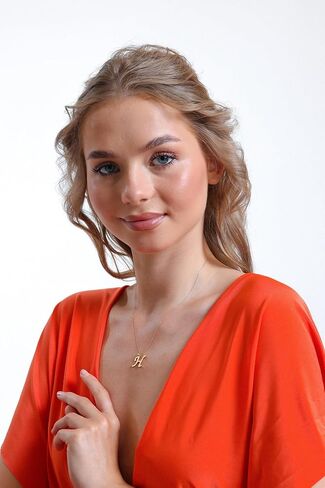 قلادة من الذهب الخالص عيار 14 قيراط غير مشوهة | قلادات أولية مخصصة من Dainty Charm للنساء والفتيات المراهقات | مجوهرات قلادة مخصصة | عيد ميلاد، هدايا عيد الحب | كاديناس أورو موهير | 18'' in Kuwait