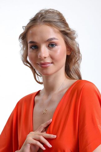 قلادة من الذهب الخالص عيار 14 قيراط غير مشوهة | قلادات أولية مخصصة من Dainty Charm للنساء والفتيات المراهقات | مجوهرات قلادة مخصصة | عيد ميلاد، هدايا عيد الحب | كاديناس أورو موهير | 18'' in Kuwait