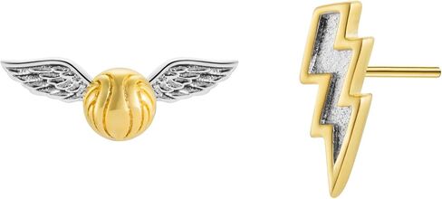 Golden Snitch & Thunder Bolt Studs Earrings with Gold & 925 Sterling Silver Back Posts in Saudi Arabia