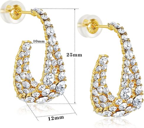 925 الفضة بوست كريستال أقراط مسمار متدلى للنساء، 18 قيراط ذهب أصفر مطلي كريستال أقراط هوب للنساء, نحاس أصفر, كريستال in Kuwait