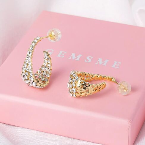 925 الفضة بوست كريستال أقراط مسمار متدلى للنساء، 18 قيراط ذهب أصفر مطلي كريستال أقراط هوب للنساء, نحاس أصفر, كريستال in Kuwait