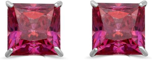 Jewelili 10K White and Yellow Gold 6 MM Cubic Zirconia Square Shape Stud Earrings in Saudi Arabia