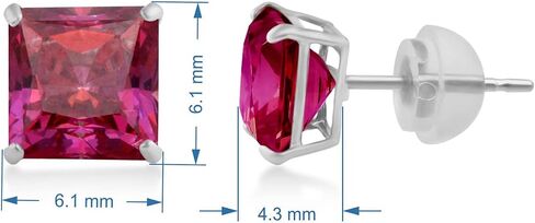 Jewelili 10K White and Yellow Gold 6 MM Cubic Zirconia Square Shape Stud Earrings in Saudi Arabia