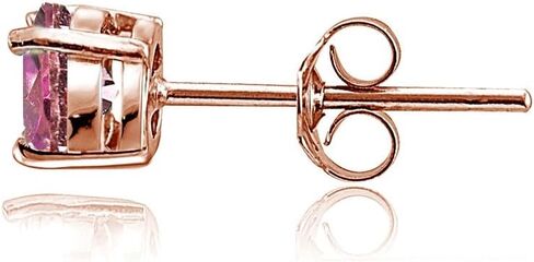 Sterling Silver Treated Pink Topaz Round Stud Earrings, 6mm in Saudi Arabia