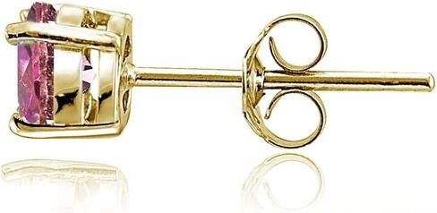 Sterling Silver Treated Pink Topaz Round Stud Earrings, 6mm in Saudi Arabia