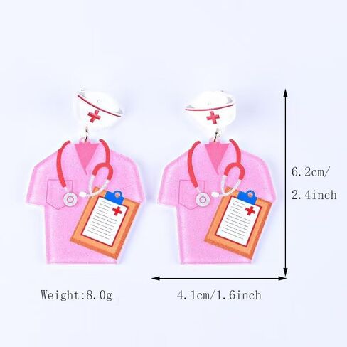 Azusa Sun لطيف الممرضات أقراط للنساء الفتيات الوردي الأزرق الممرضات موحدة ممرضة قبعة سماعة الطبيب أقراط الممرضات هدايا عيد المجوهرات in Kuwait