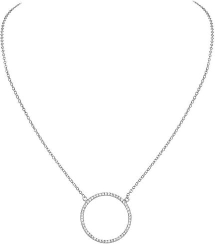 925 Sterling Silver Circle of Life White Clear CZ Pendant Necklace in Kuwait