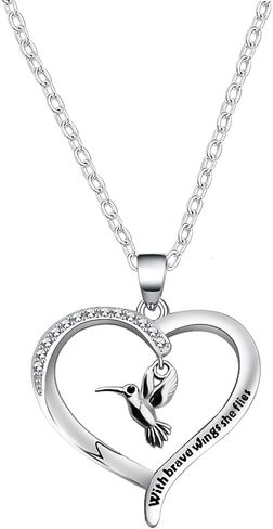 ENSIANTH Hummingbird Necklace With Brave Wings She Flies Necklace Inspirational Jewelry BFF Gift in Saudi Arabia