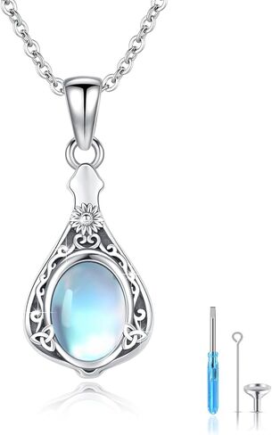 ECHOOY Celtic Knot Urn Necklace for Ashes 925 Sterling Silver Sunflower Ashes Pendant Necklace with Moonstone Memorial Jewelry for Women Girls w/Funnel in Kuwait