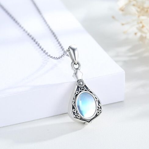 ECHOOY Celtic Knot Urn Necklace for Ashes 925 Sterling Silver Sunflower Ashes Pendant Necklace with Moonstone Memorial Jewelry for Women Girls w/Funnel in Kuwait