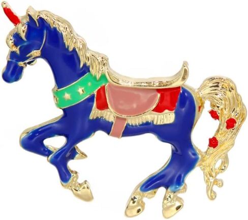 Blue Enamel Horse Brooch For Women Men Alloy Steed Animal Brooch Pin Elegant Horse Brooch Pin for Women Girl Animal Jewlery, Alloy Steel, no gemstone in Kuwait