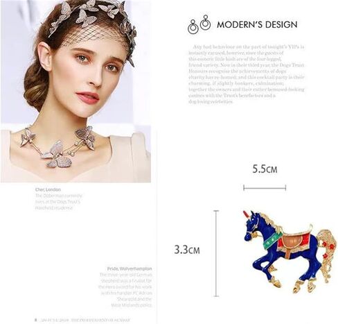 Blue Enamel Horse Brooch For Women Men Alloy Steed Animal Brooch Pin Elegant Horse Brooch Pin for Women Girl Animal Jewlery, Alloy Steel, no gemstone in Kuwait