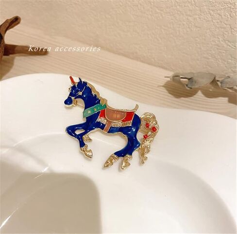 Blue Enamel Horse Brooch For Women Men Alloy Steed Animal Brooch Pin Elegant Horse Brooch Pin for Women Girl Animal Jewlery, Alloy Steel, no gemstone in Kuwait