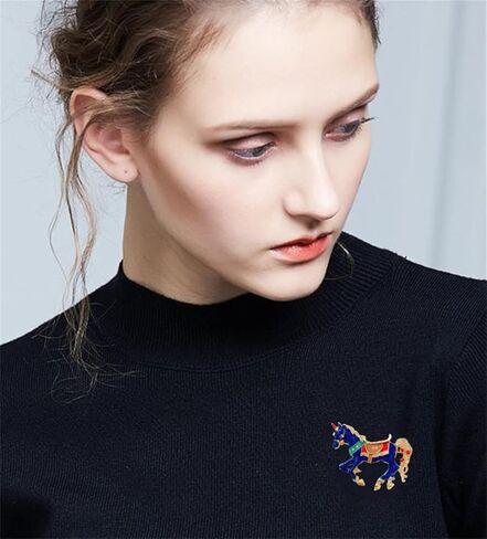 Blue Enamel Horse Brooch For Women Men Alloy Steed Animal Brooch Pin Elegant Horse Brooch Pin for Women Girl Animal Jewlery, Alloy Steel, no gemstone in Kuwait