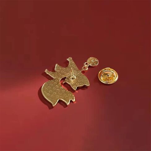 Cartoon Three-tailed Fox Enamel Lapel Pins Red Tail Animal Brooches Lapel Pin Badge Cartoon Fox Brooches For Women Kids Brooches Badges Fashion Cute Jewelry Gift Pins Gift for Friend, Metal, no in Kuwait