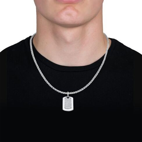 2.25 إلى 4.00 قيراط. تي دبليو. جولة قطع العنقودية الماس الكلب علامة قلادة قلادة للرجال مثلج خارج الهيب هوب 14K الذهب الأبيض مطلي 925 الفضة الاسترليني مكعب زركونيا مجوهرات تشيكوسلوفاكيا (بدون سلسلة) in Kuwait