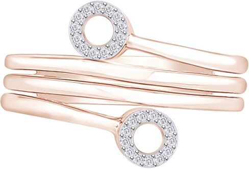 خاتم كوكتيل عصري مزين بالألماس الطبيعي الأبيض مطلي بالذهب عيار 14 قيراط وفضة إسترلينية عيار 925 (0.06 قيراط، لون I-J، وضوح I2-I3) in Kuwait