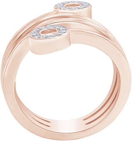 خاتم كوكتيل عصري مزين بالألماس الطبيعي الأبيض مطلي بالذهب عيار 14 قيراط وفضة إسترلينية عيار 925 (0.06 قيراط، لون I-J، وضوح I2-I3) in Kuwait