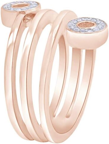 خاتم كوكتيل عصري مزين بالألماس الطبيعي الأبيض مطلي بالذهب عيار 14 قيراط وفضة إسترلينية عيار 925 (0.06 قيراط، لون I-J، وضوح I2-I3) in Kuwait