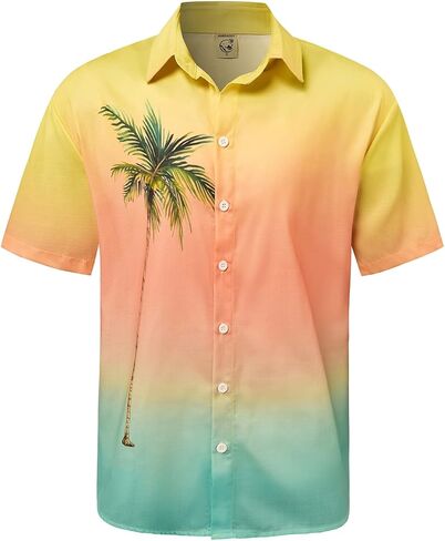 قمصان Hardaddy الرجالية المتدرجة بأكمام قصيرة مطبوعة على طراز هاواي للصيف والشاطئ كاجوال بأزرار سفلية in Kuwait