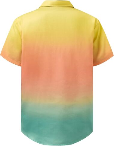 قمصان Hardaddy الرجالية المتدرجة بأكمام قصيرة مطبوعة على طراز هاواي للصيف والشاطئ كاجوال بأزرار سفلية in Kuwait