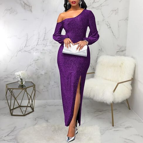 فستان ZonJie نسائي كاجوال سادة لحفلات الكوكتيل مثير بدون أكتاف مكشكش فستان أنيق للسهرة للحفلات الراقصة ماكسي in Kuwait