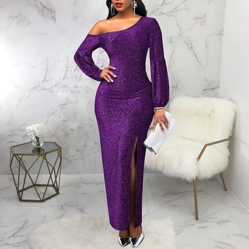 فستان ZonJie نسائي كاجوال سادة لحفلات الكوكتيل مثير بدون أكتاف مكشكش فستان أنيق للسهرة للحفلات الراقصة ماكسي in Kuwait