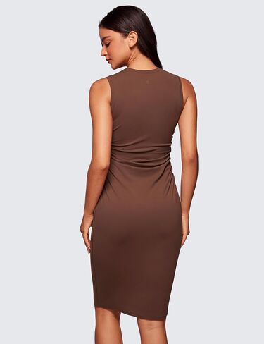 CRZ YOGA Butterluxe Summer Midi Dresses for Women Ruched Bodycon Sleeveless Tank Pencil Dress Cocktail Party Work Casual in Saudi Arabia