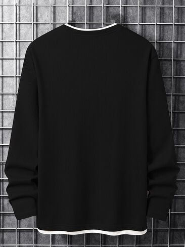 SOLY HUX Men's T Shirts Long Sleeve Round Neck Waffle Knit Tee Tops in Saudi Arabia