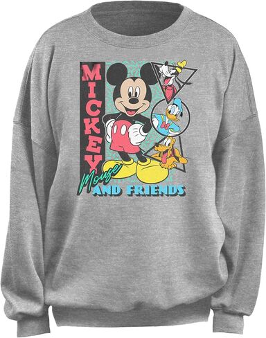 Disney Women's Junior's Mickey Friend Shapes Oversized Fleece, Heather Grey, Small in Saudi Arabia
