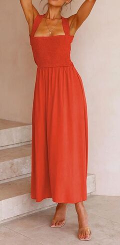 فستان CHARTOU نسائي مثير بحزام سباغيتي مقصوص للحفلات فستان متوسط ​​الطول بدون ظهر مع جيب in Kuwait