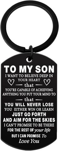 Son Gifts from Mom Inspirational Gifts for Him Boys Men Son Birthday Gifts To My Son Keychain Valentine's Day Christmas Gifts for Son Keyring Pendant Back To School Graduation Present, Black, 5 in Kuwait