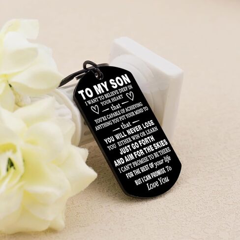 Son Gifts from Mom Inspirational Gifts for Him Boys Men Son Birthday Gifts To My Son Keychain Valentine's Day Christmas Gifts for Son Keyring Pendant Back To School Graduation Present, Black, 5 in Kuwait
