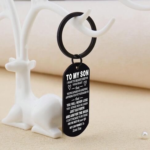 Son Gifts from Mom Inspirational Gifts for Him Boys Men Son Birthday Gifts To My Son Keychain Valentine's Day Christmas Gifts for Son Keyring Pendant Back To School Graduation Present, Black, 5 in Kuwait