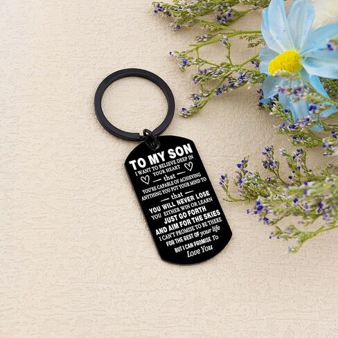 Son Gifts from Mom Inspirational Gifts for Him Boys Men Son Birthday Gifts To My Son Keychain Valentine's Day Christmas Gifts for Son Keyring Pendant Back To School Graduation Present, Black, 5 in Kuwait