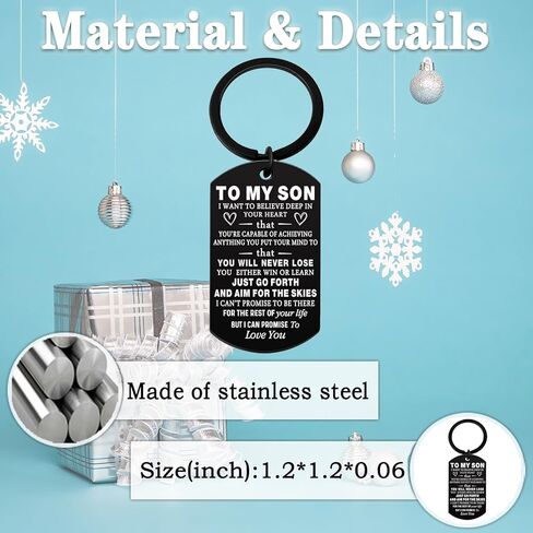 Son Gifts from Mom Inspirational Gifts for Him Boys Men Son Birthday Gifts To My Son Keychain Valentine's Day Christmas Gifts for Son Keyring Pendant Back To School Graduation Present, Black, 5 in Kuwait